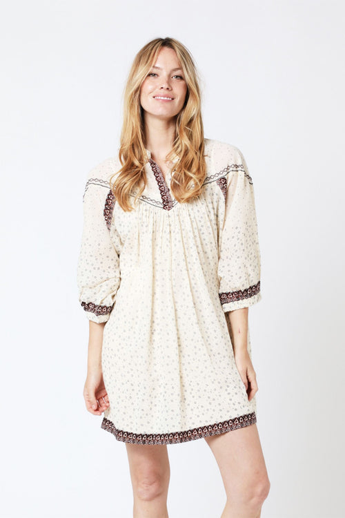 Robe Courte Oversize Imprimé - Beige