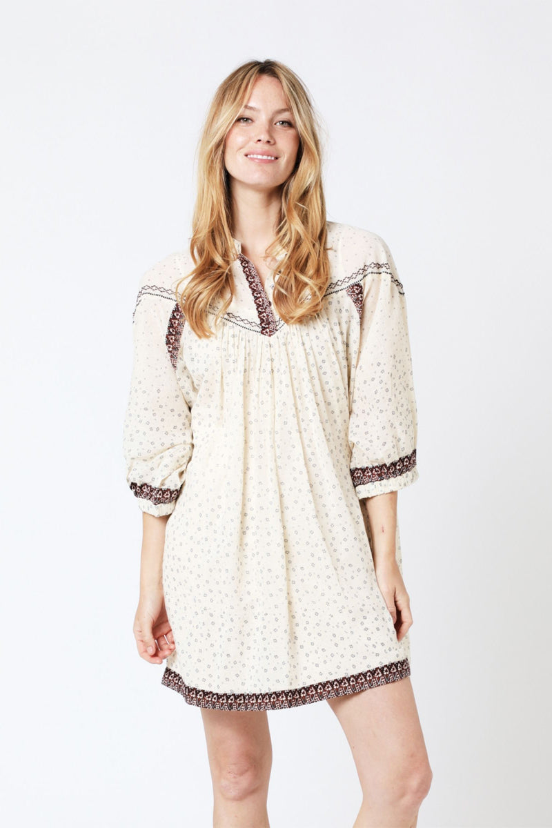 Berenice - Oversize Printed Short Dress - Beige