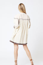 Oversized Printed Short Dress - Beige