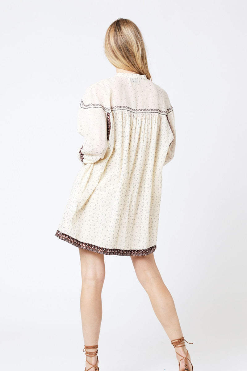Berenice - Oversize Printed Short Dress - Beige