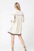 Berenice - Oversize Printed Short Dress - Beige