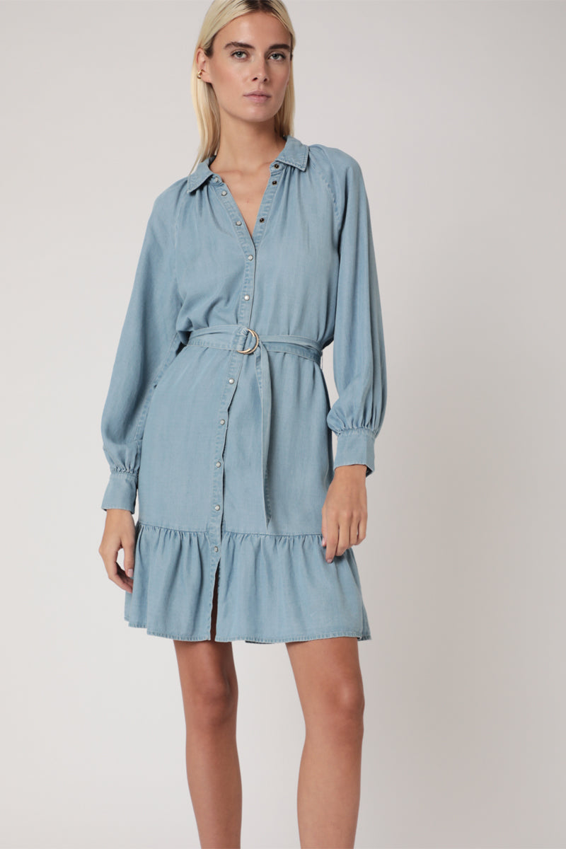 Vestido Corto Tencel Liso - Blanqueador