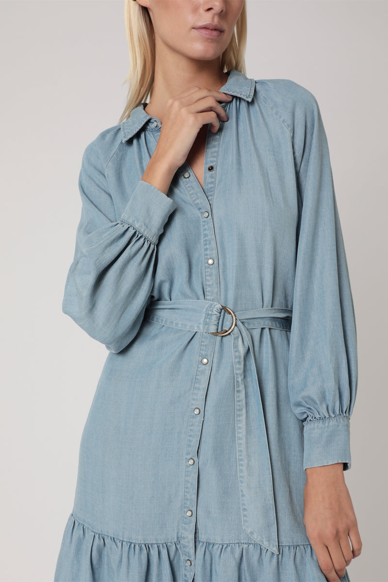 Short Plain Tencel Dress - Bleach