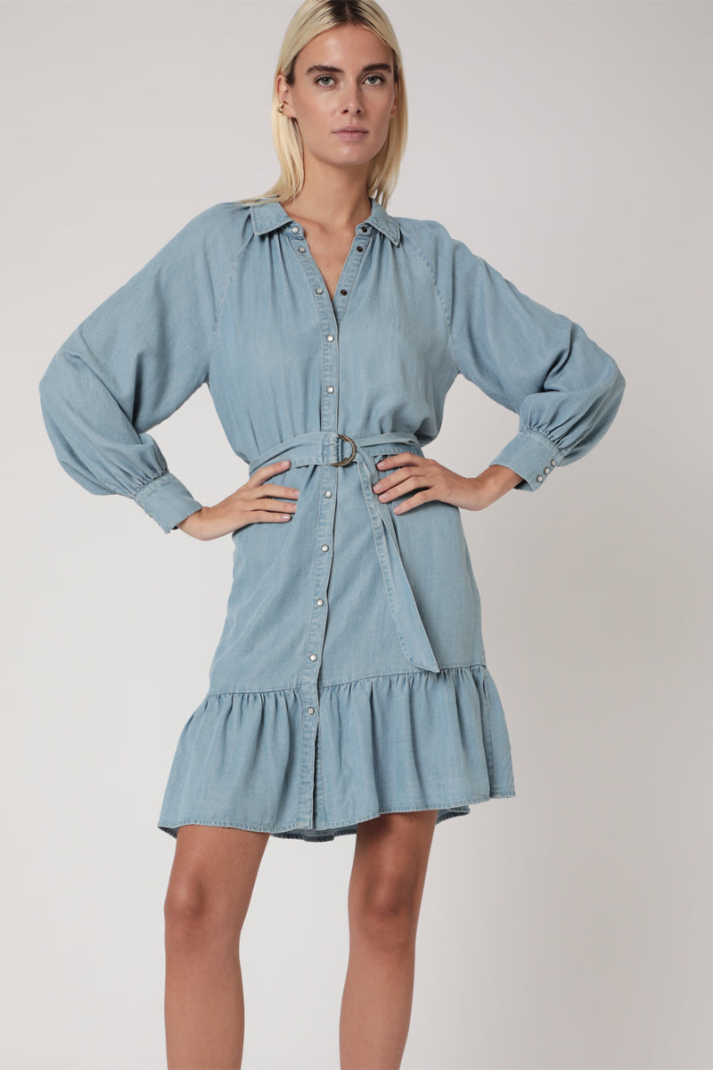 Vestido Corto Tencel Liso - Blanqueador