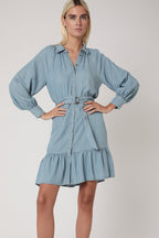 Vestido Corto Tencel Liso - Blanqueador