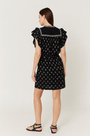 Short Square Print Dress - Black
