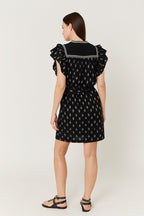 Berenice - Vestido Corto Estampado Canesú - Black