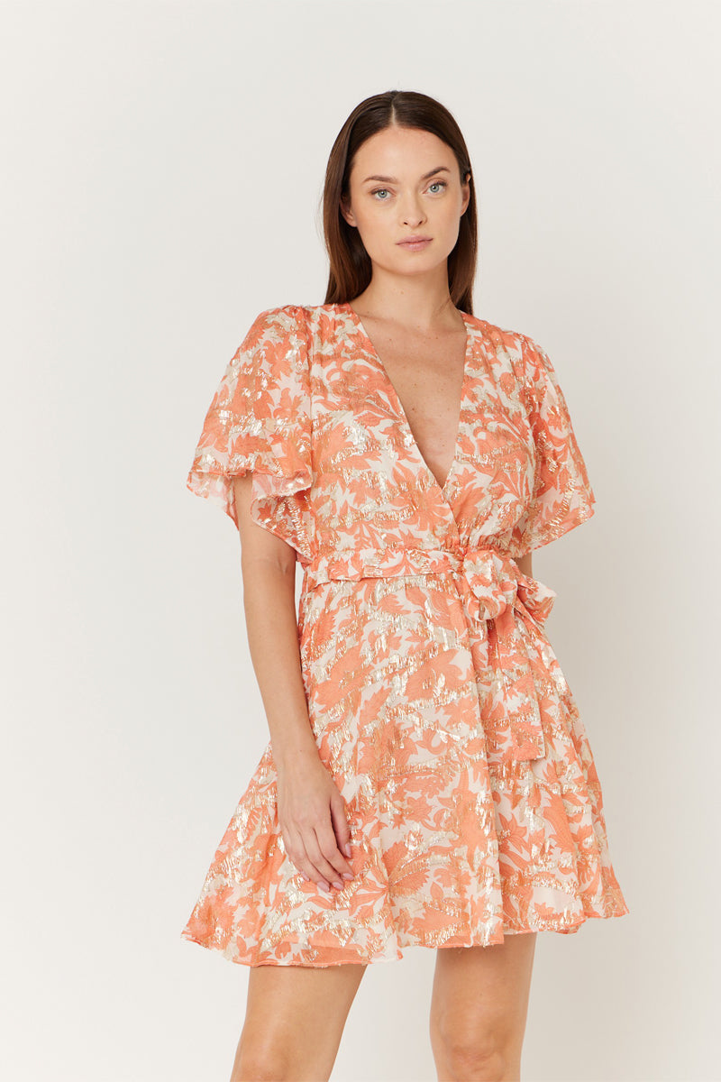 Berenice - Silk Skater Dress - Salmon