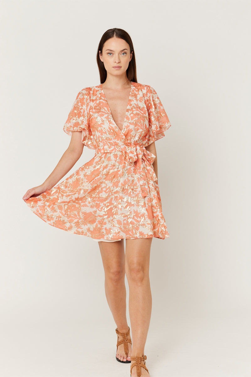 Berenice - Silk Skater Dress - Salmon