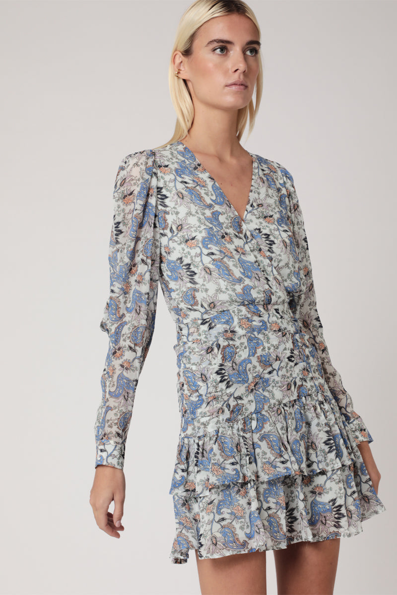 Berenice - Short Dress - Blue Flower