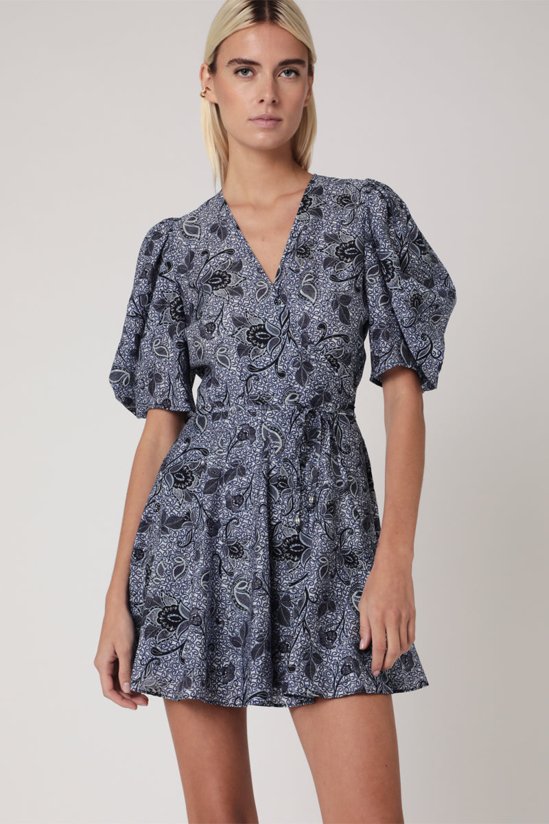 Berenice - Short Printed Wrap Dress - Santorini