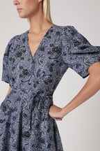 Berenice - Short Printed Wrap Dress - Santorini