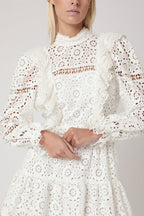 Berenice - Vestido Corto Bordado Liso - Off White