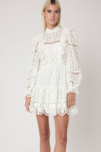 Berenice - Vestido Corto Bordado Liso - Off White