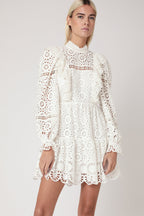 Berenice - Vestido Corto Bordado Liso - Off White