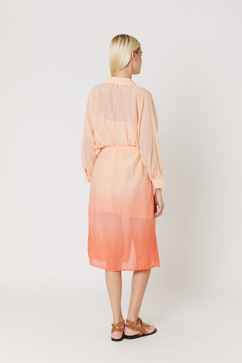Berenice - Mid-Length Tie-Dye Dress - Brick