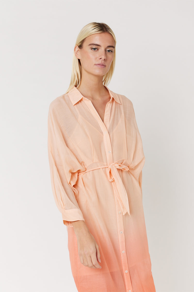Berenice - Mid-Length Tie-Dye Dress - Brick