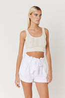 Short Denim Taille Haute - Off White