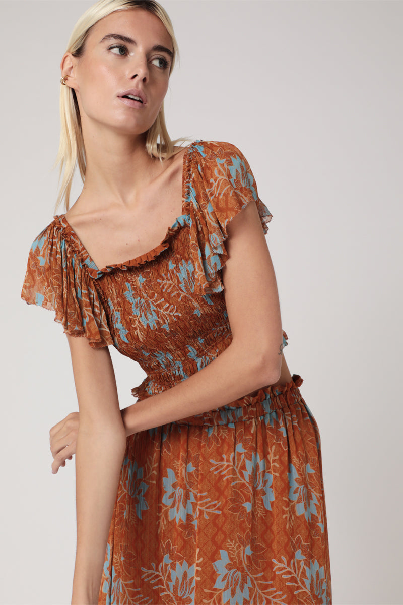 Crop Top Imprimé Smock - Marrakech
