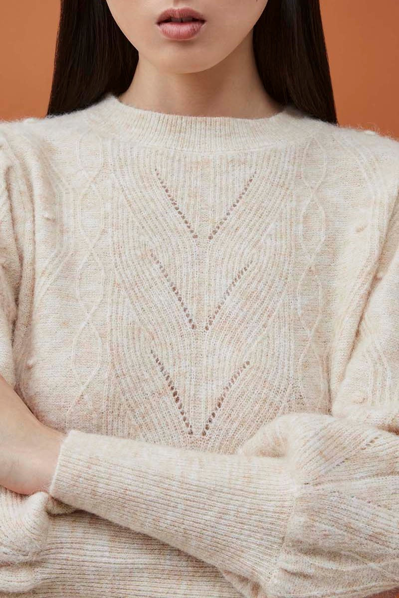 Suncoo - Jersey Plaia De Lana Y Alpaca - Beige Jaspeado