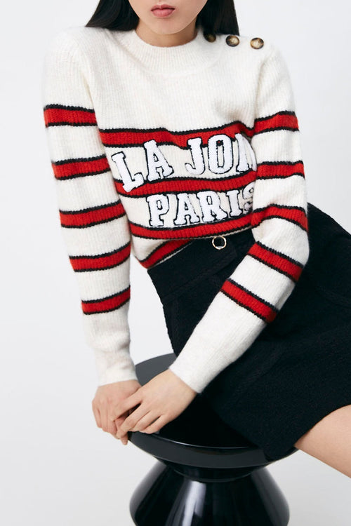 Pastaga Sweater - Ecru And Red
