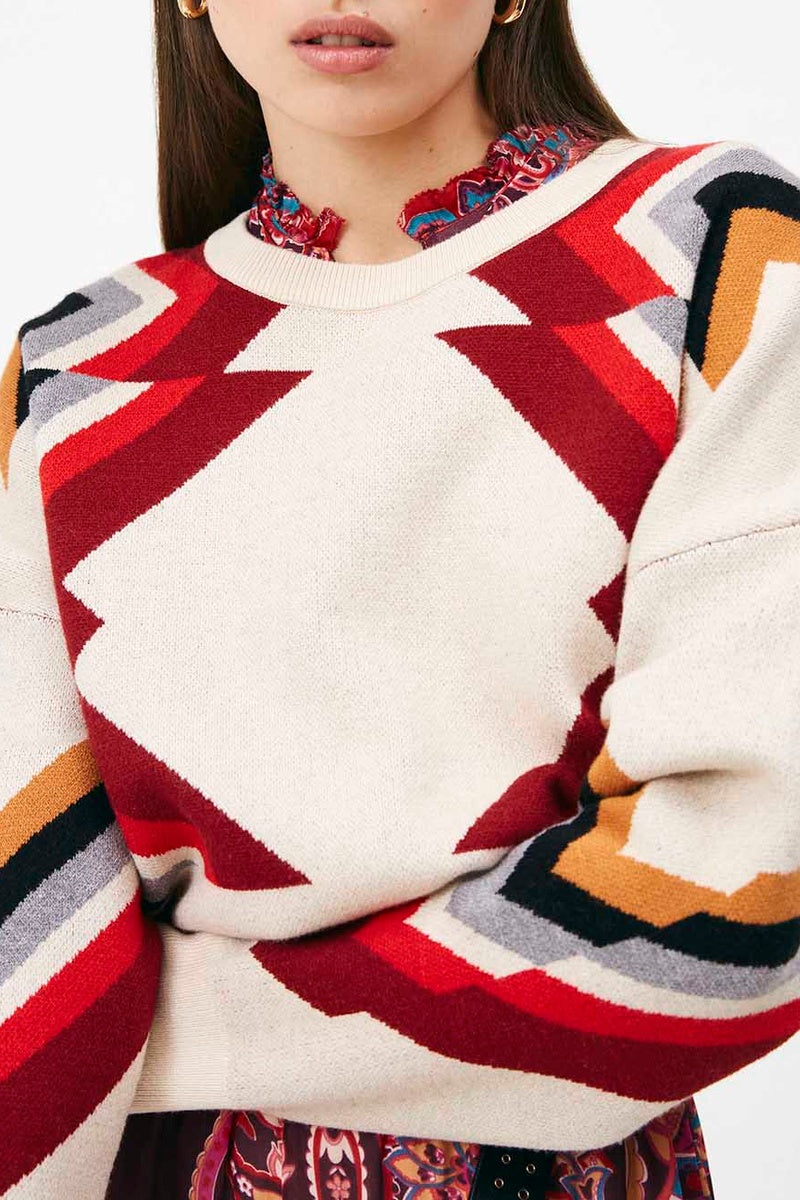 Pavaro Jumper - Red and Ecru