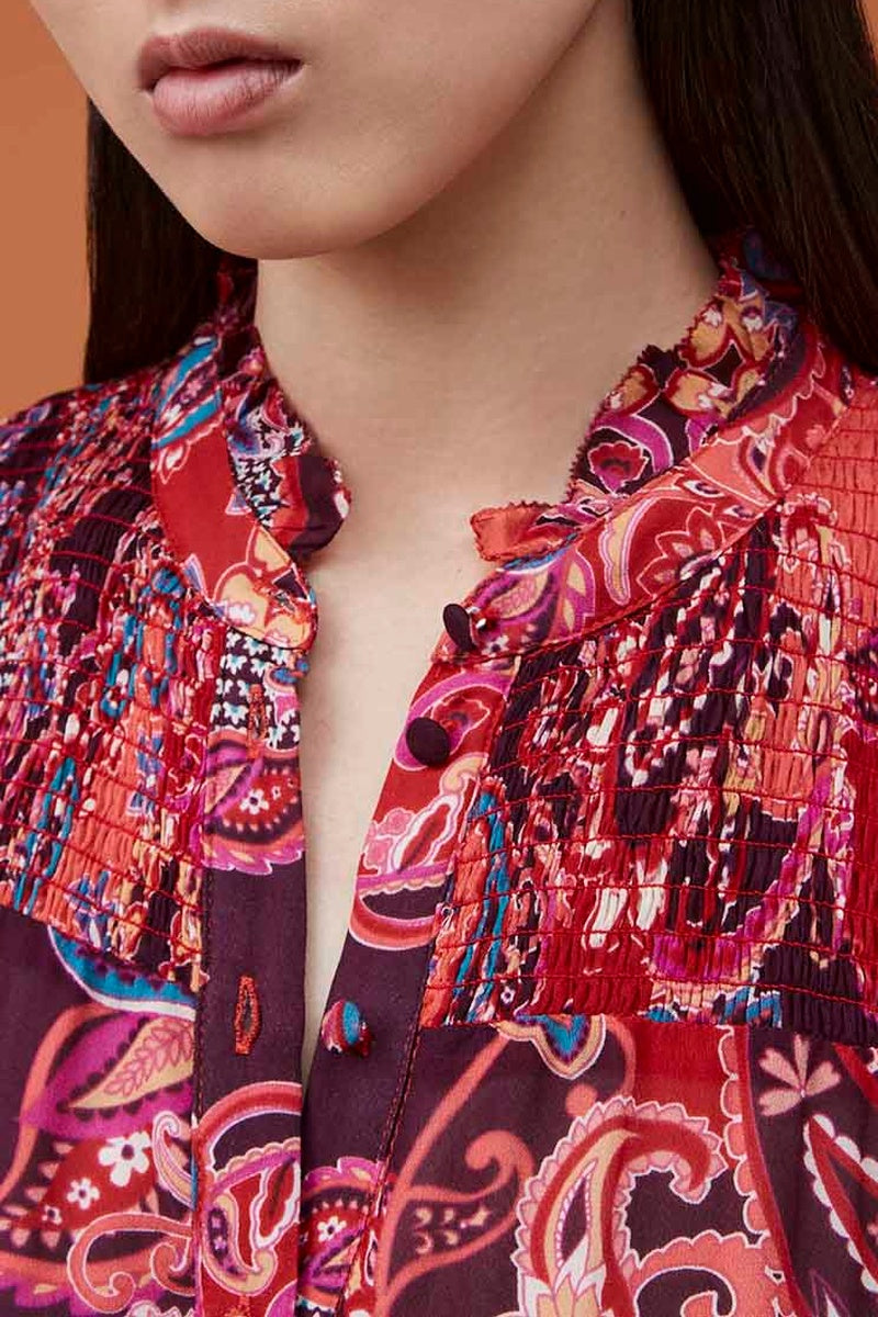 Vestido camisero Chadia - Burdeos