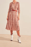 Midi Dress Ecru and Brick Red
