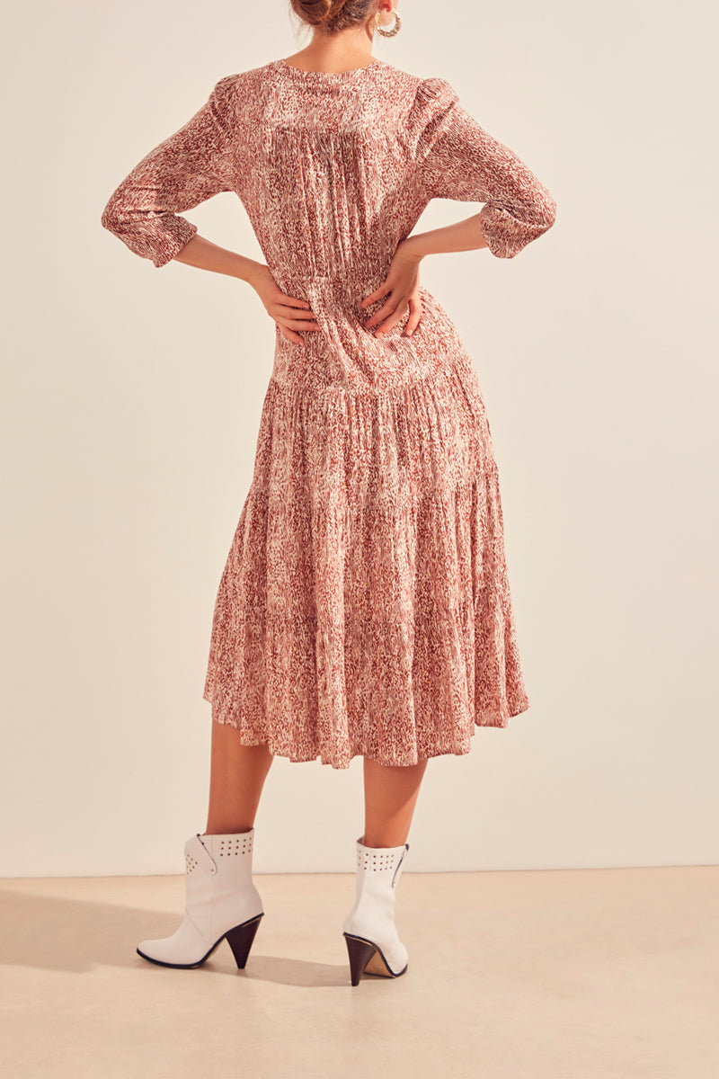 Robe Midiecru Et Rouge Brique