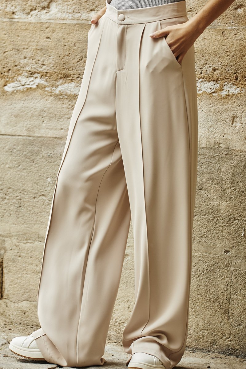 Pantalón Talle Alto Paloma - Beige