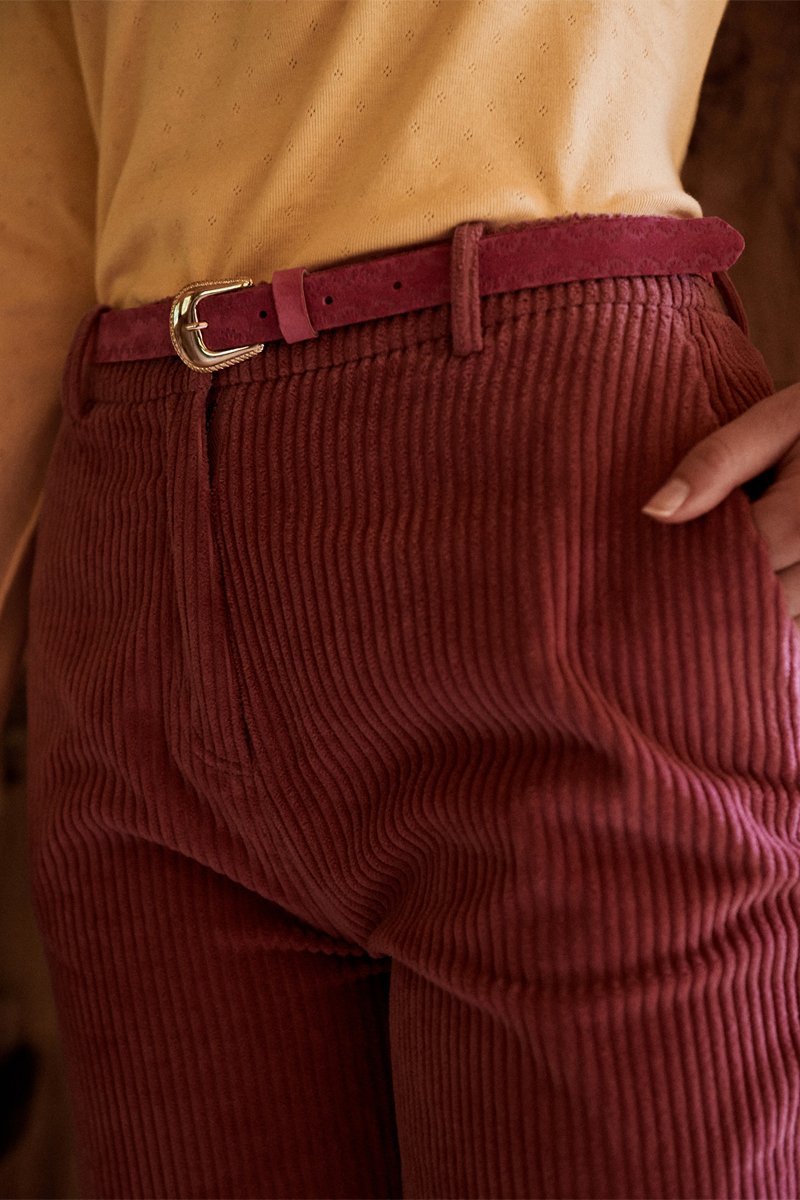 Pantalon En Velours Taille Haute Pyrex - Bordeaux