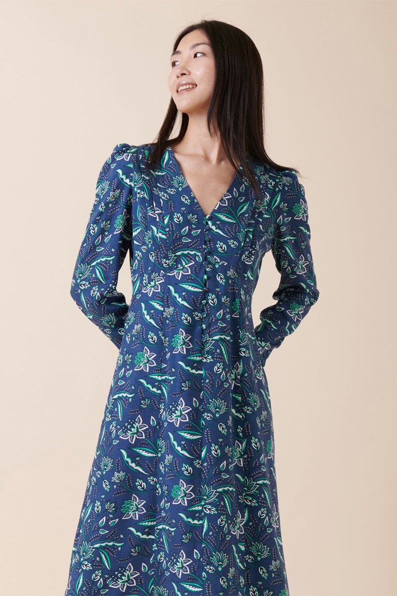 Karl Marc John - Roncador Midi Dress - Navy Blue and Green