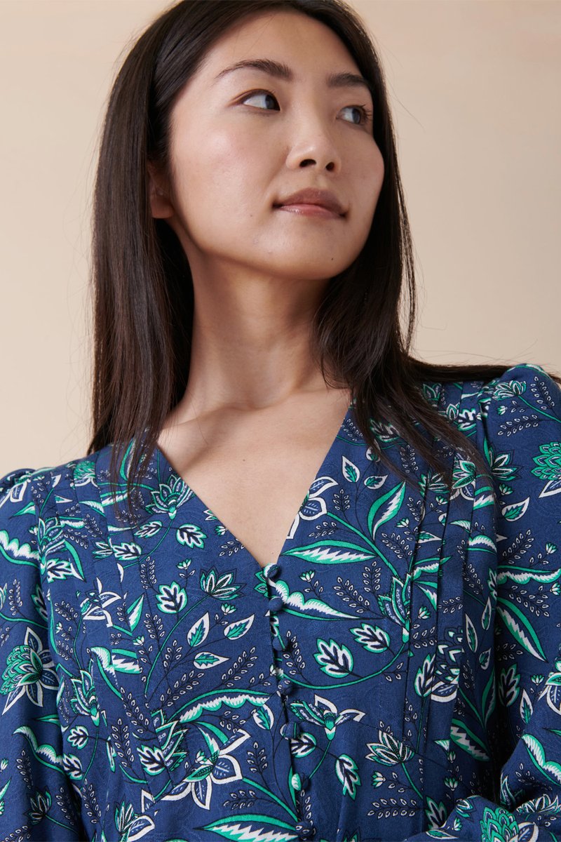 Karl Marc John - Roncador Midi Dress - Navy Blue and Green