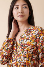 Rando Trapeze Dress - Yellow and Brick Red