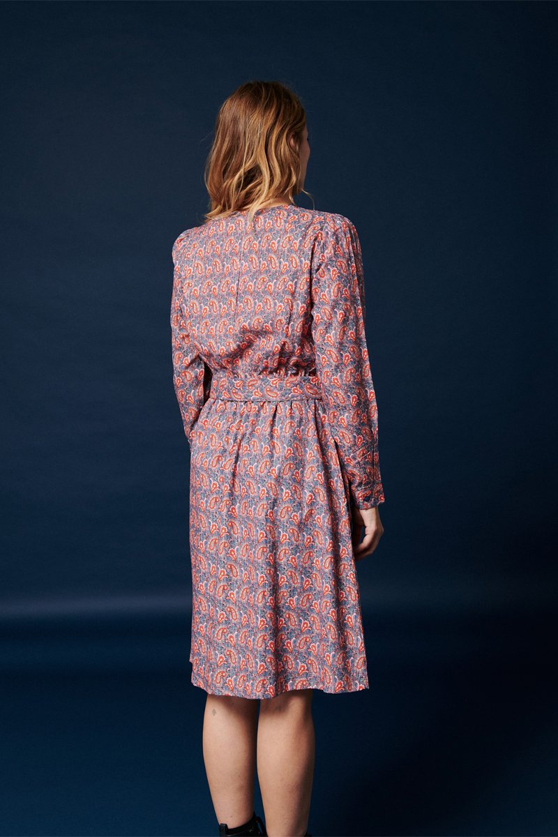 Karl Marc John - Robe Trapèze Rilan - Bleu Marine Et Corail