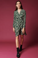Karl Marc John - Vestido cruzado Ryahana - Verde oscuro y crudo
