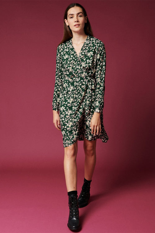 Karl Marc John - Ryahana Wrap Dress - Dark Green and Ecru