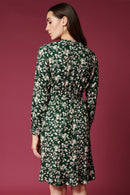 Karl Marc John - Vestido cruzado Ryahana - Verde oscuro y crudo