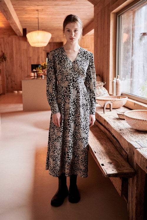 Rilon Midi Dress - Black And Ecru