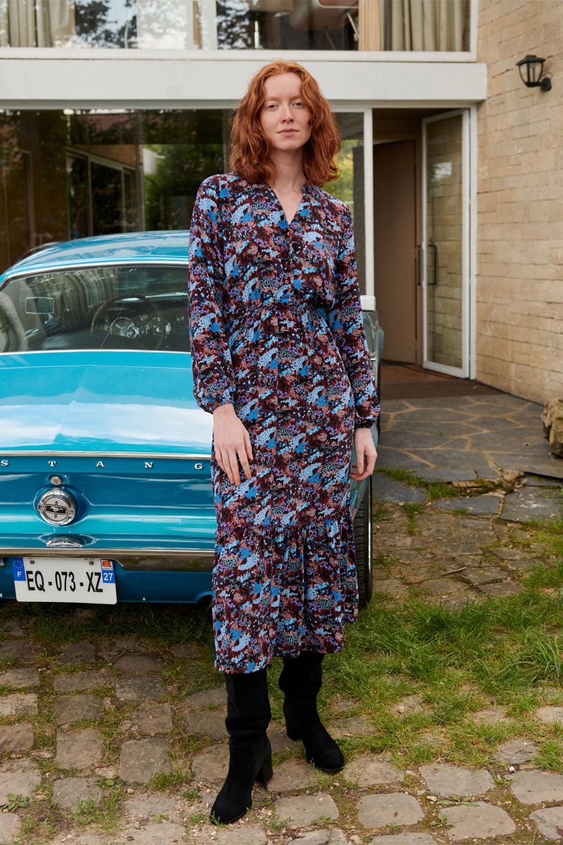 Karl Marc John - Rachelita Midi Dress - Burgundy And Sky