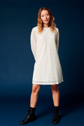 Vestido Recto de Encaje Rymos - Crudo