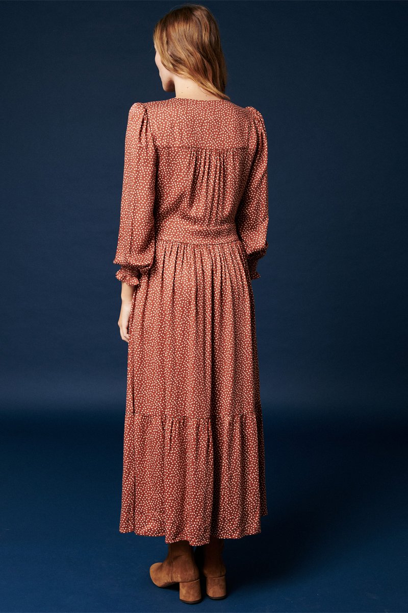 Robe Midi Rachma - Rouge Brique Et Écru
