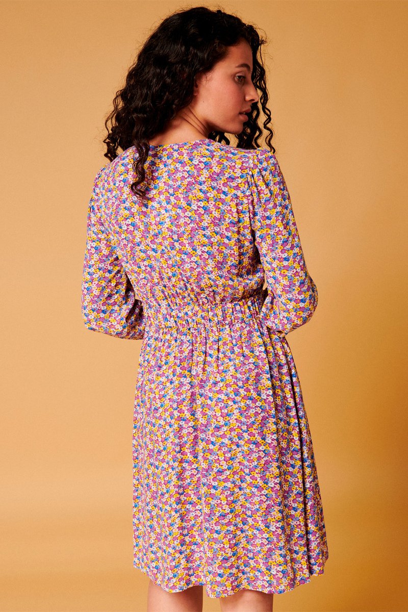 Karl Marc John - Vestido trapecio Rozen - Púrpura y amarillo