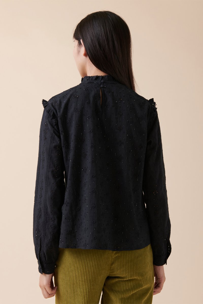 Blouse En Broderie Anglaise Theron - Noir
