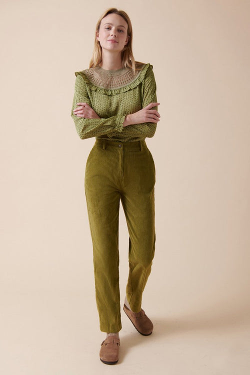 Blouse En Broderie Anglaise Thiel - Vert Olive