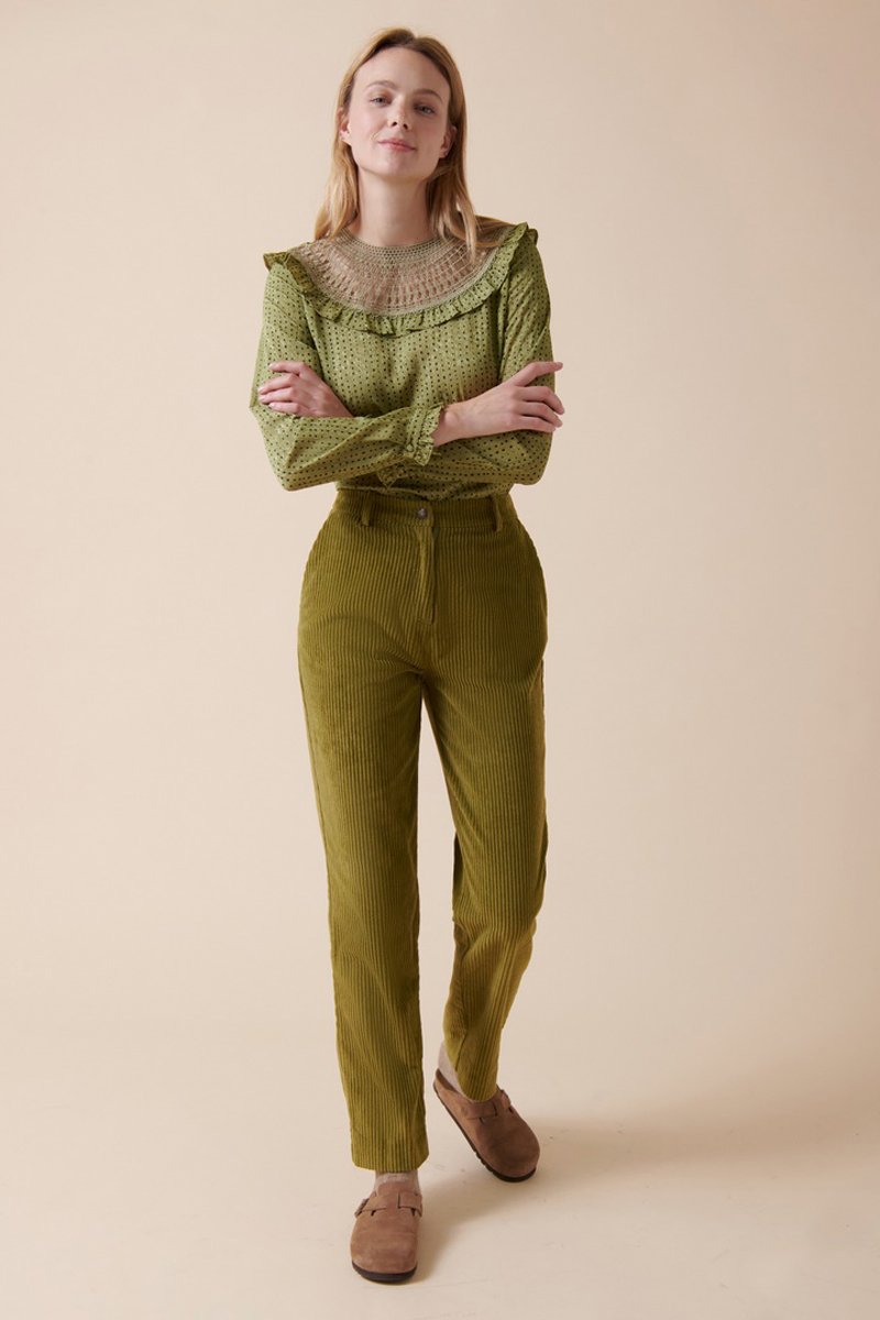 Blouse En Broderie Anglaise Thiel - Vert Olive