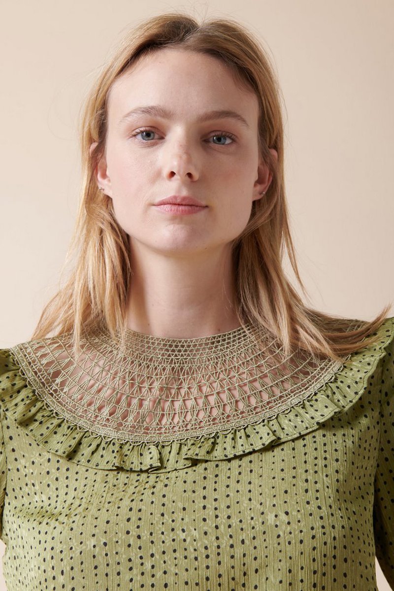 Blouse En Broderie Anglaise Thiel - Vert Olive