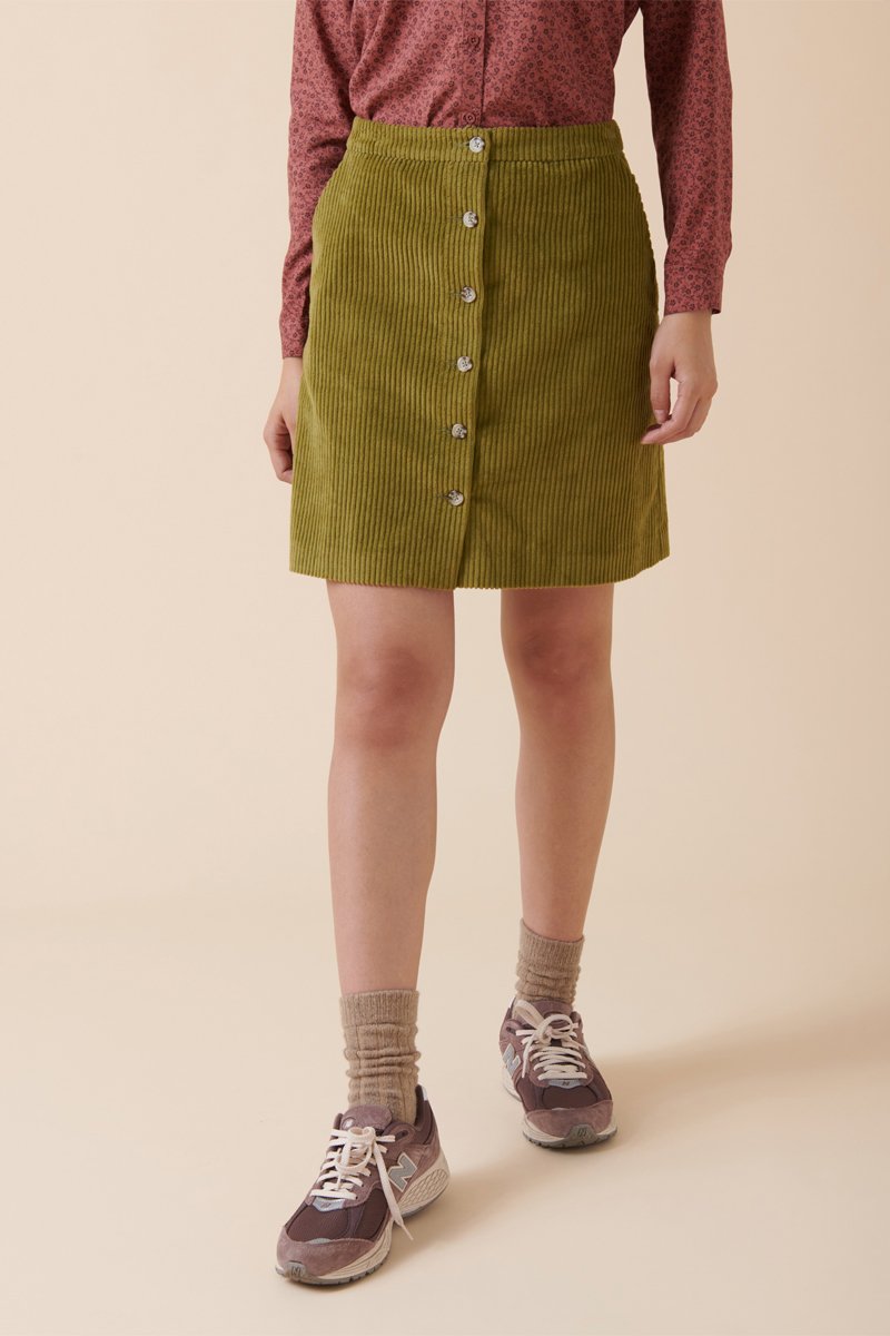 Karl Marc John - Jano Straight Velvet Skirt - Olive Green