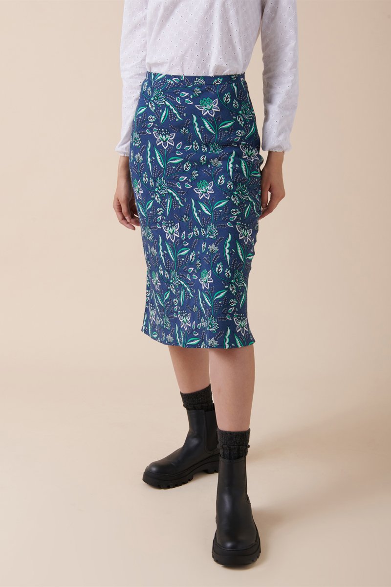 Karl Marc John - Jupe Midi Taille Haute Junatica - Bleu Marine