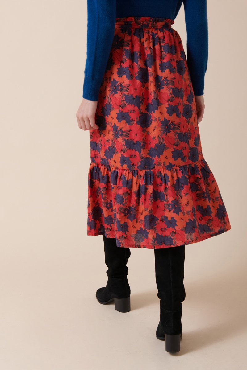Falda midi Jijina de talle alto - Rojo